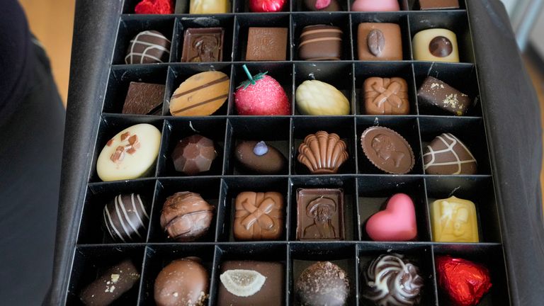 A selection box of luxury handmade Belgian chocolates. Pic: AP