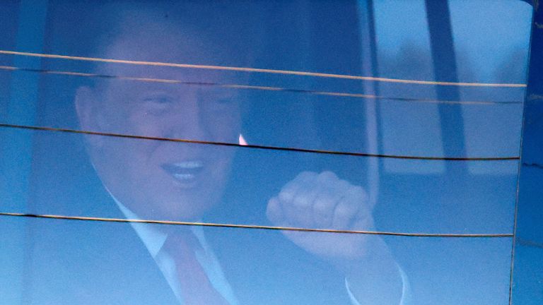 Donald Trump arrives for the hearing in Fort Pierce, Florida. Pic: Reuters