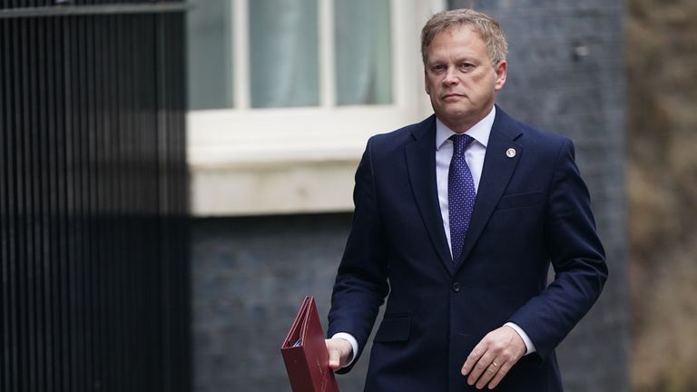 Secretary Grant Shapps arriving in Downing Street.
Pic: PA