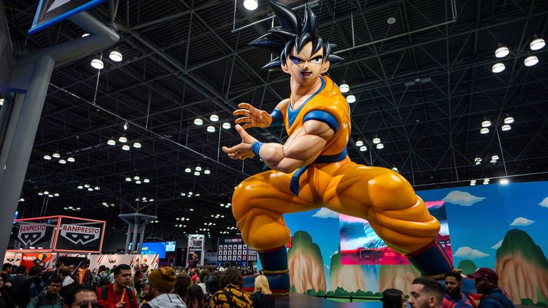 Dragon Ball Z booth is seen during New York Comic Con  in 2023
Pic:AP