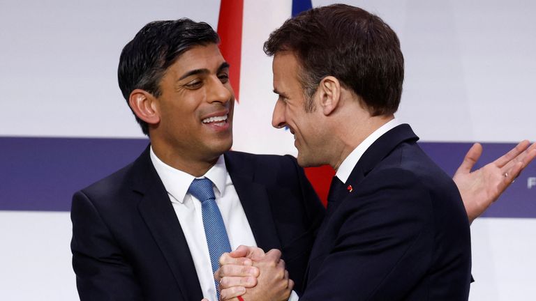 Emmanuel Macron and Rishi Sunak in Paris last year. Pic: Reuters