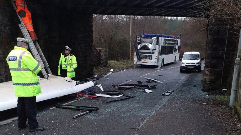 Man charged as double decker bus roof ripped off in Fauldhouse