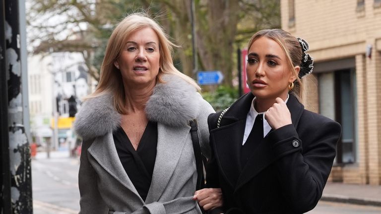 Georgia Harrison (right) arrives at Chelmsford Crown Court, Essex, for a confiscation hearing for Stephen Bear.
Pic: PA