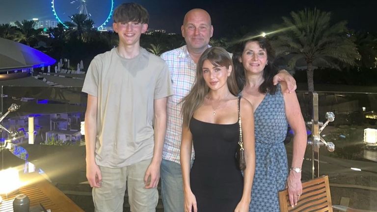Love Island star Georgia Steel with her brother Alfie, dad Andrew and mum Sharon. Pic: Courtesy of Georgia Steel