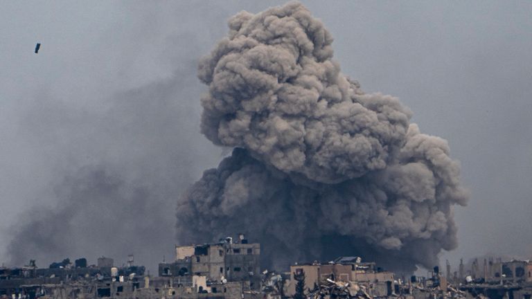 Smoke rises over Gaza over the weekend. Pic: AP