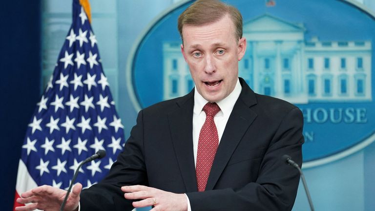 U.S. National Security Advisor Jake Sullivan speaks during a press briefing at the White House in Washington, U.S., March 18, 2024. REUTERS/Kevin Lamarque
