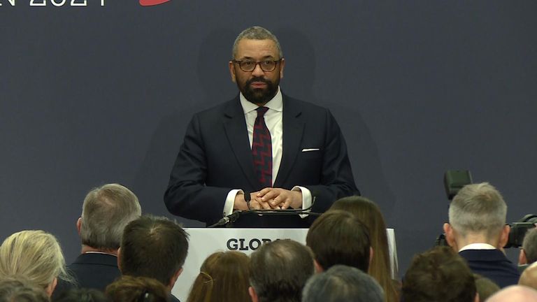 James Cleverly at the Global Fraud Summit at Guildhall, London.