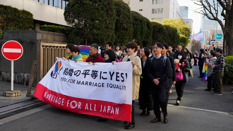 Japans Same Sex Marriage Ban Ruled Unconstitutional World News Sky News