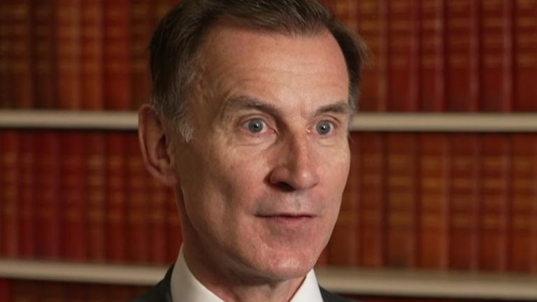 Jeremy Hunt reacts to news that UK inflation has fallen to 3.4%