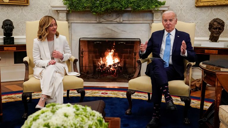 President Biden hosted Italian premier, Giorgia Meloni at the White House on Friday Pic: Reuters 