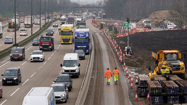 A view of traffic approaching junction 10 of the M25
Pic: PA
