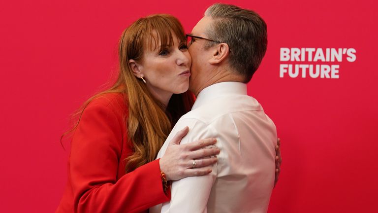 Angela Rayner  and  Keir Starmer during the Labour Party local elections campaign launch at the Black Country & Marches Institute of Technology in Dudley