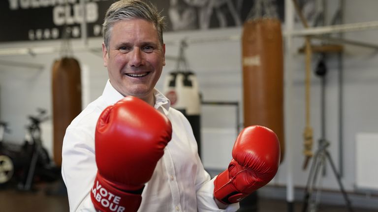 Labour leader Sir Keir Starmer poses during  visit to the Vulcan Boxing Club in Hull in 2021