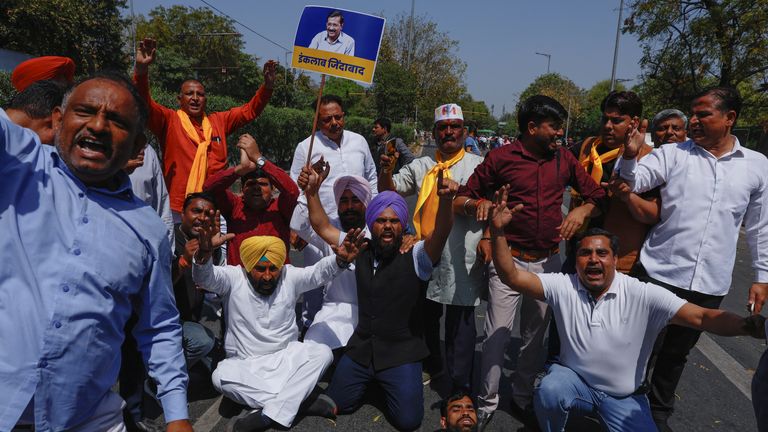Kejriwal protest. Pic: Reuters