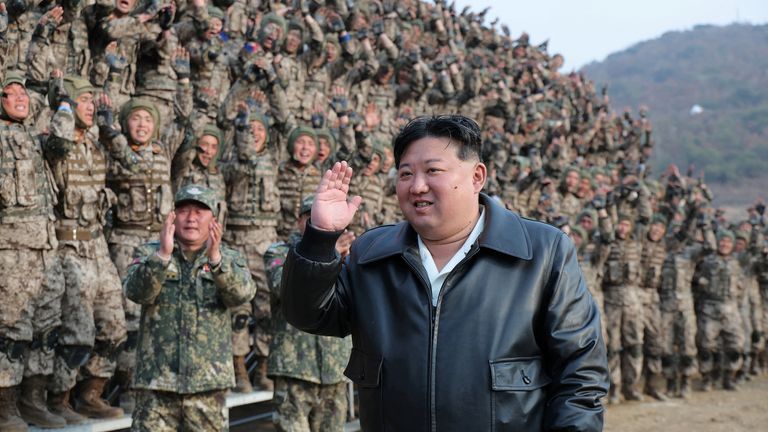 North Korean dictator Kim Jong Un attended a military demonstration last week. Pic: Reuters