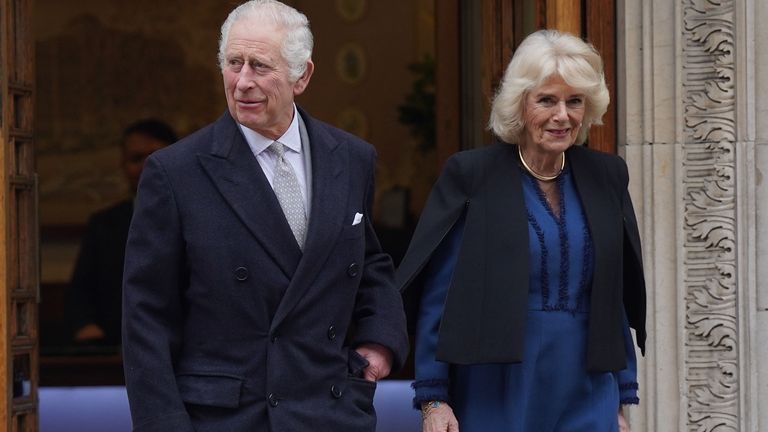King Charles III and Queen Camilla depart The London Clinic in central London where King Charles had undergone a procedure for an enlarged prostate. Picture date: Monday January 29, 2024. PA Photo. See PA story ROYAL King. Photo credit should read: Lucy North/PA Wire