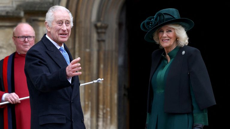 Onlookers greeted the King as he arrived. Pic: Reuters