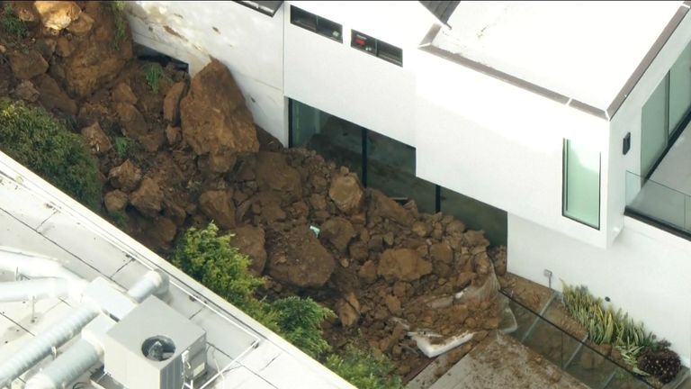 California: Landslide hits the Hollywood Hills, damages homes | US News | Sky News