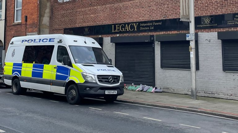 Police outside the Hessle Road branch of Legacy Independent Funeral Directors in Hull. Pic: PA