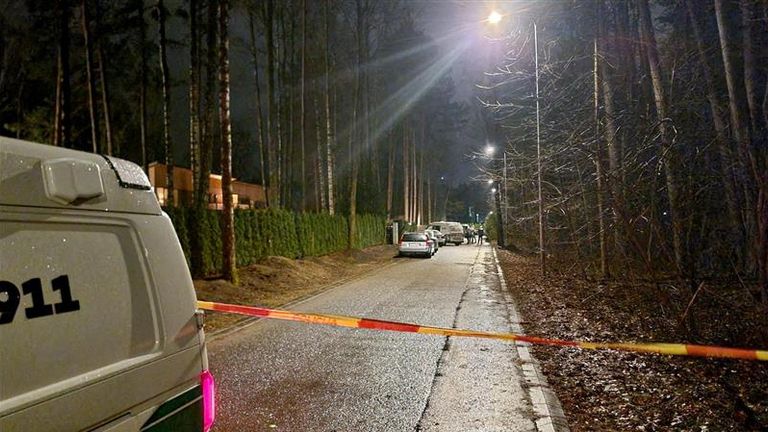 The road outside Leonid Volkov&#39;s house in Vilnius, Lithuania. Pic: Reuters 