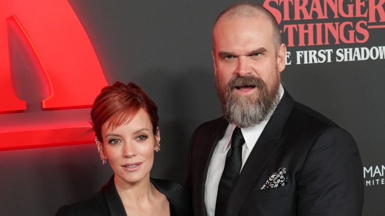 Lily Allen and husband David Harbour. Pic: PA