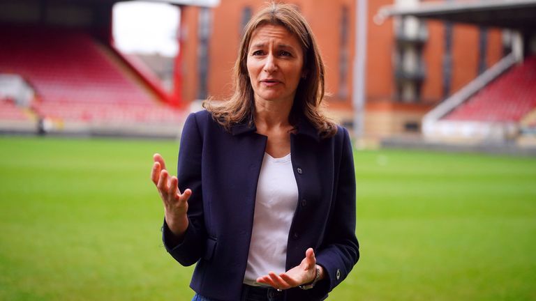 Lucy Frazer at Brisbane Road, home of Leyton Orient Football Club.
Pic: PA