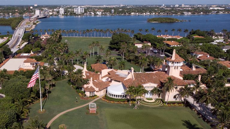 FILE PHOTO: An aerial view of former U.S. President Donald Trump&#39;s Mar-a-Lago home after Trump said that FBI agents raided it, in Palm Beach, Florida, U.S. August 15, 2022. REUTERS/Marco Bello/File Photo