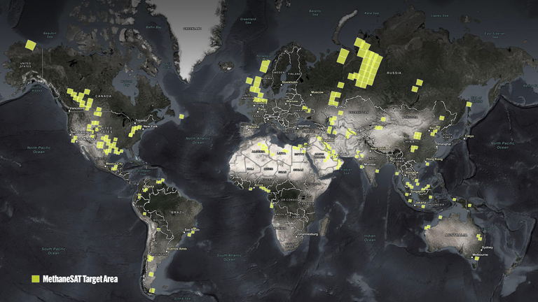 MethaneSAT Target Areas. Pic: MethaneSAT