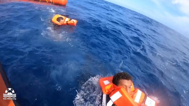NGO Sea-Watch rescued fifty migrants from a boat in distress in the Mediterranean Sea. Pic credit: Sea-Watch