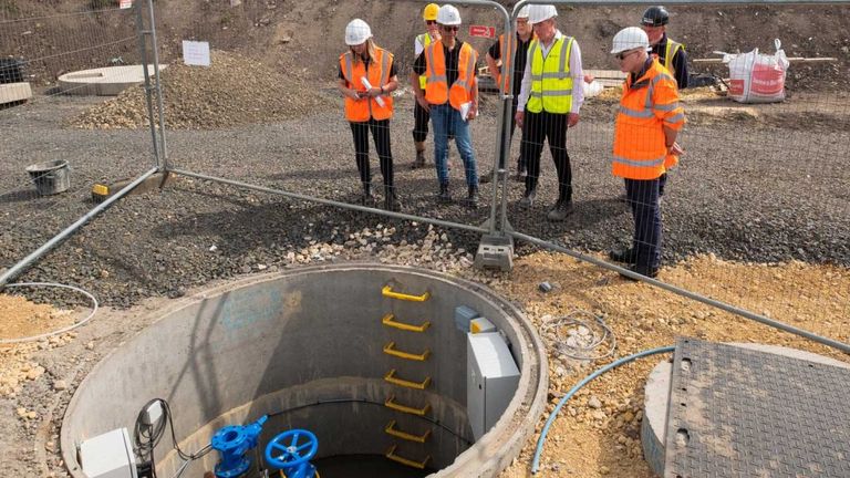 Inspecting one of the boreholes that will be used to abstract mine water from disused workings 150m below Gateshead  (copyright Coal Authority 2023)
