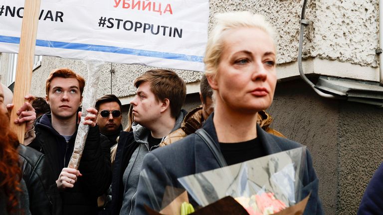 Yulia Navalnaya in Berlin. Pic: Ap