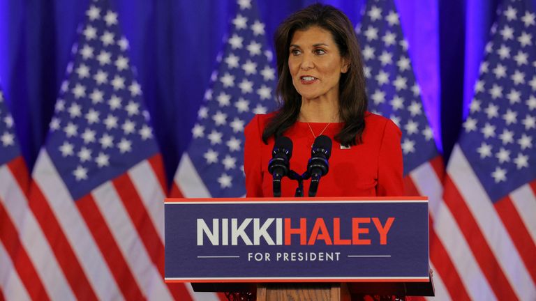 Pic: Reuters
Republican presidential candidate and former U.S. Ambassador to the United Nations Nikki Haley speaks as she announces she is suspending her campaign, in Charleston, South Carolina, U.S., March 6, 2024. REUTERS/Brian Snyder