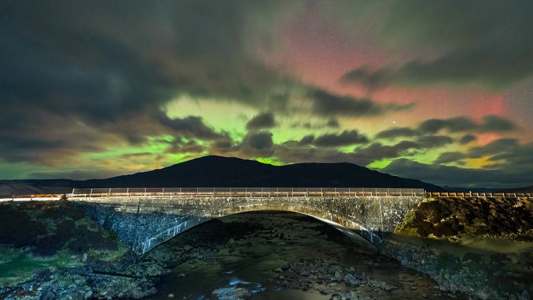 The Northern Lights - also known as Aurora Borealis - as pictured on Monday over Sligachan on the Isle of Skye taken by Mark Hetherington.