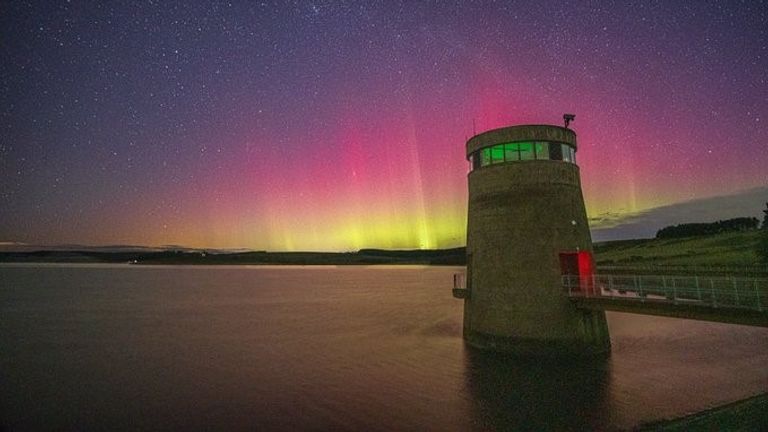 The Northern Lights could also be seen in northern England, like in this picture, taken by Steven Lomas, at the Derwent reservoir in County Durham. Pic: Steven Lomas.