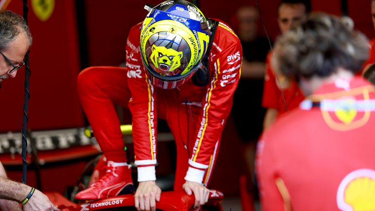 Ferrari&#39;s Oliver Bearman enters his car at the F1 Grand Prix of Saudi Arabia in Jeddah. Pic: AP