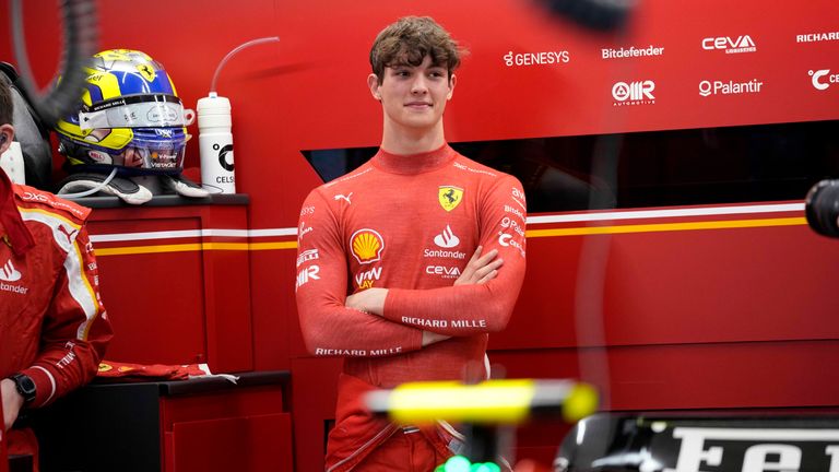 Ferrari driver Oliver Bearman of Britain waits in the Ferrari garage prior to the start of the Formula One Saudi Arabian Grand Prix. Pic: AP