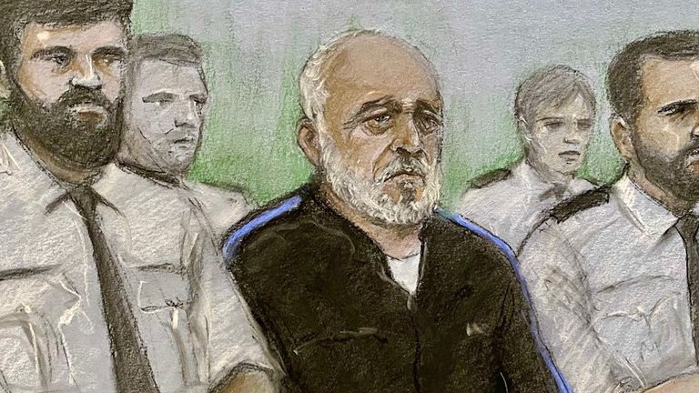 Piran Ditta Khan, painted by court artist Elizabeth Cook, appears on trial charged with the 2005 murder of Bradford police constable Sharon Beshnevsky Beshenivsky). Image date: Monday, February 12, 2024.Copyright Holder: Elizabeth Cook/PA Wire Copyright Notice: © 2024 PA Media, All Rights Reserved