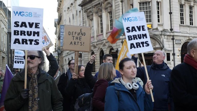 Protests outside Birmingham City Council as plans in favour of £300m in cuts and council tax hike approved.