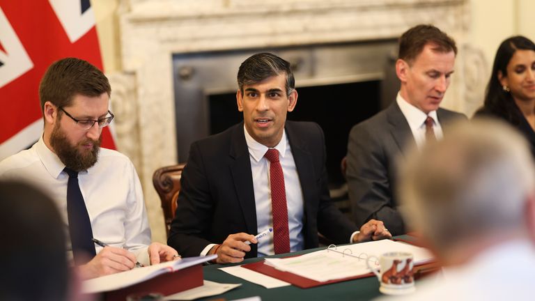Rishi Sunak hosts his weekly cabinet meeting. Pic: No 10 Downing Street