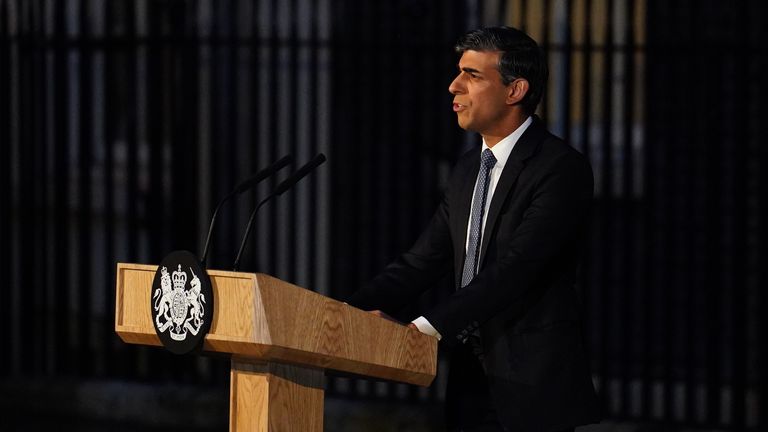 British Prime Minister Rishi Sunak holds a press conference in Downing Street, London. Image date: Friday, March 1, 2024.