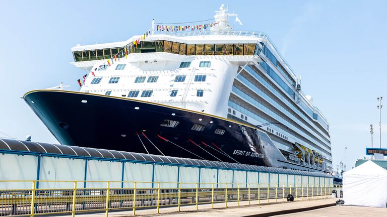 EDITORIAL USE ONLY General views at the official naming ceremony of Saga Cruises??? new ship, Spirit of Adventure, at Portsmouth International Port ahead of its inaugural cruise on 26th July. Picture date: Monday July 19, 2021.
