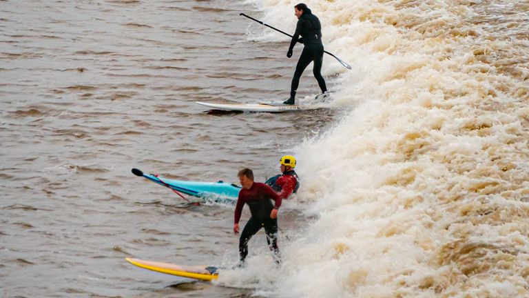 Dozens turned out to ride this year's wave. Pic: PA