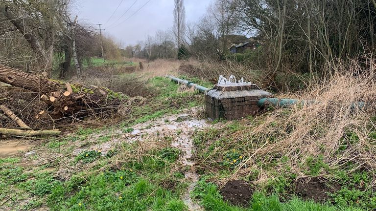 A sewage fountain gushes from a pipe near Shrivenham, Oxfordshire.Image: Chris Rangely Smith 