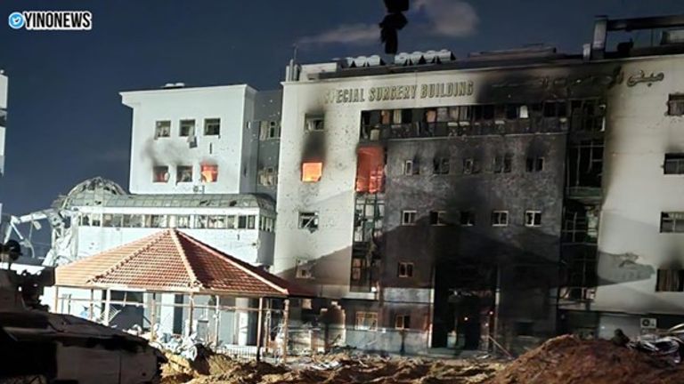 An image of Shifa hospital posted on 26 March. Pic: @YINONEWS