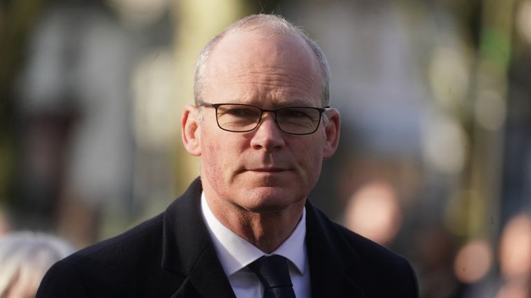Minister for Enterprise, Trade and Employment Simon Coveney, arrives for the state funeral of former taoiseach John Bruton at Saints Peter&#39;s and Paul&#39;s Church in Dunboyne, Co Meath. Picture date: Saturday February 10, 2024