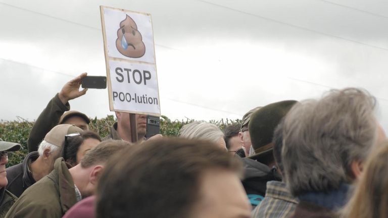 Protests against Southern Water against sewage pollution in the River Test in Hampshire