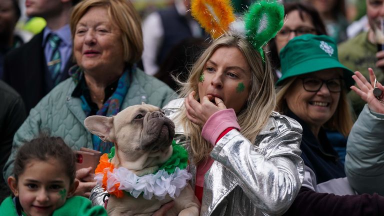 Crowds gather to watch performers take part in Birmingham's St. Patrick's Day parade. Image date: Sunday, March 17, 2024.