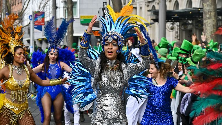 Performers take part in the St Patrick&#39;s Day Parade in Dublin. Picture date: Sunday March 17, 2024.