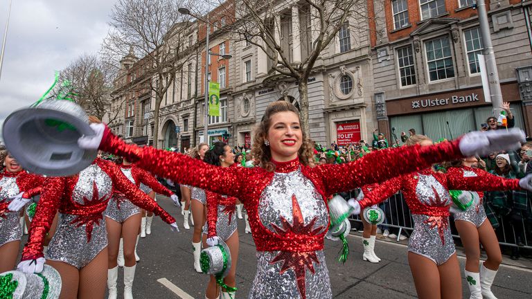 Performers take part in Dublin's St. Patrick's Day parade. Image date: Sunday, March 17, 2024.