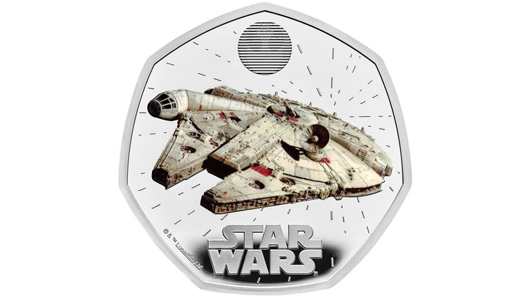 Star Wars Millennium Falcon 50 pence coin. Image: PA